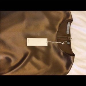 New silk tan blouse by Vince with tags in size large